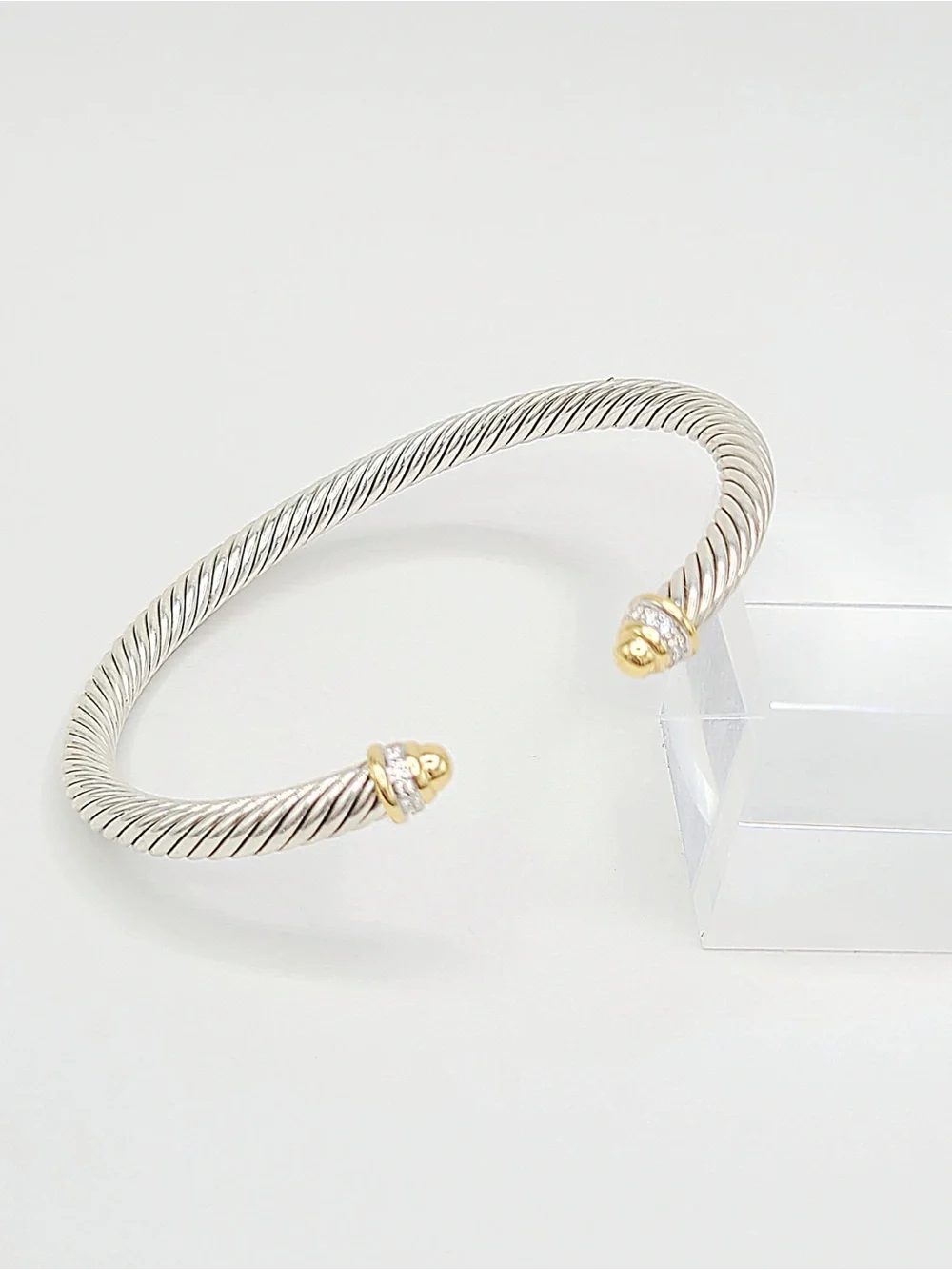 David Yurman Classic Cable Bracelet With Diamonds and Gold Dome , 5mm - Picture 2 of 8